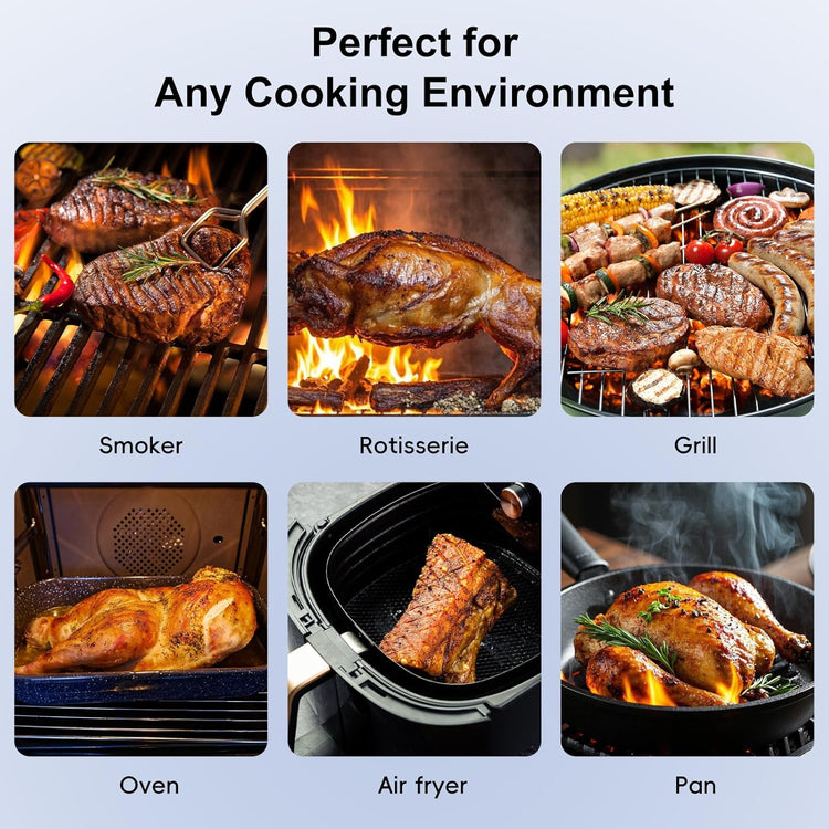 Wireless Bluetooth Meat Thermometer - 2 Probes & App Control, Birthday Gifts for Men, Smart Digital Thermometer for Cooking, Oven, Smoker, BBQ, Grill