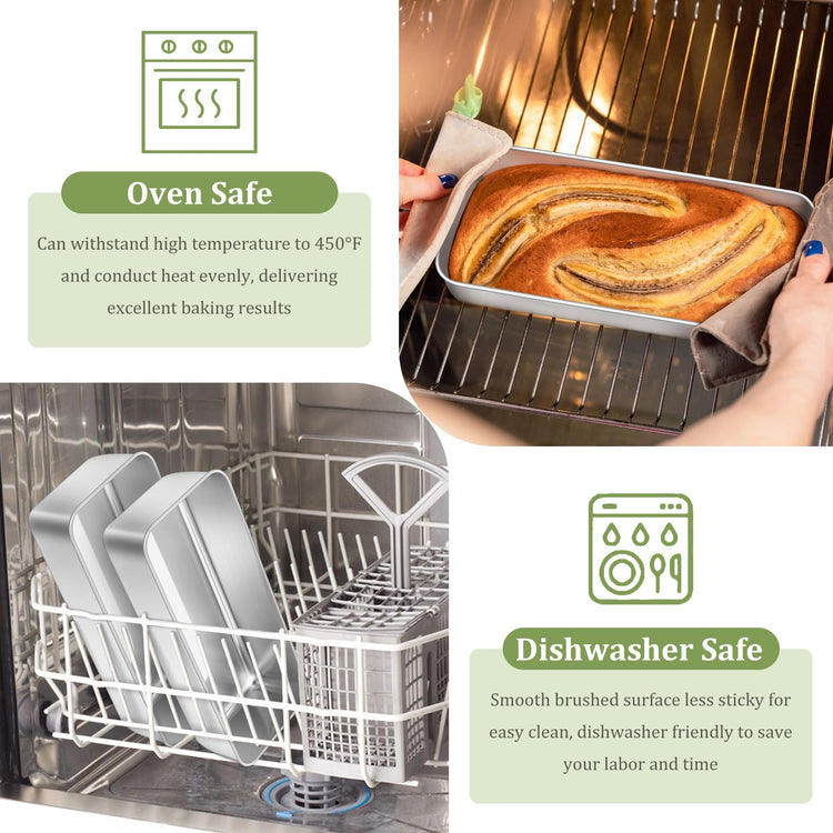 Loaf Pan 12 x 5 Inch Stainless Steel Loaf Pans for Baking Bread (3 Count)