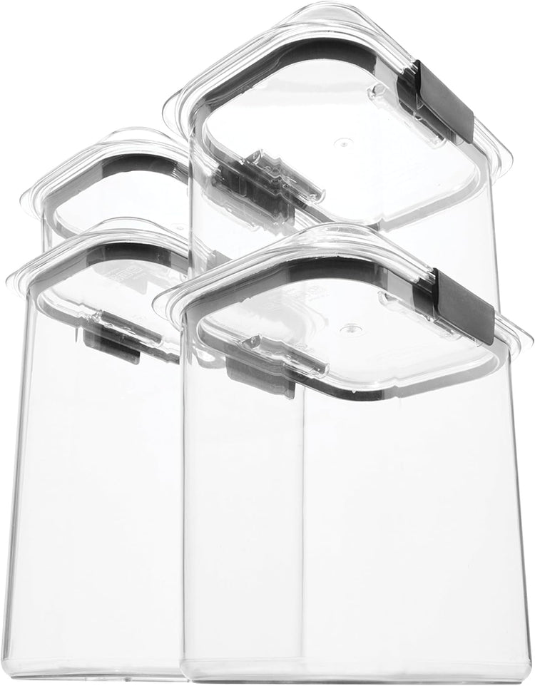 Rubbermaid Brilliance Pantry Food Storage Containers, Set of 4 (8 Pieces), BPA-Free, Clear, Airtight