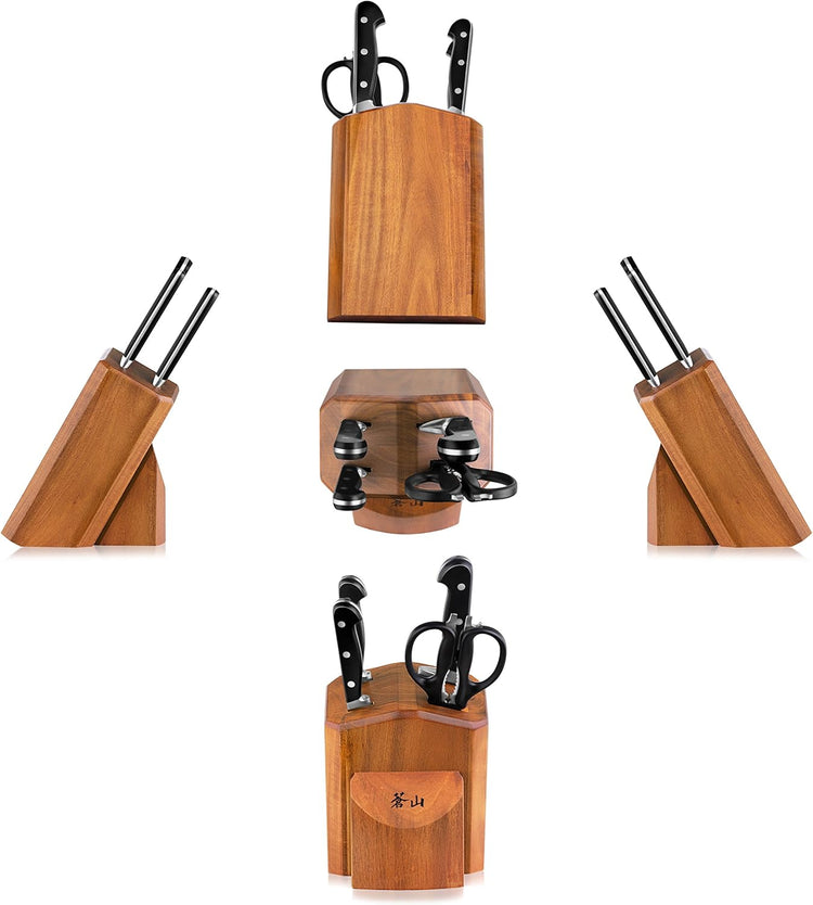 Cangshan V2 Series 1022520 German Steel Forged 5-Piece Starter Knife Block Set, Acacia