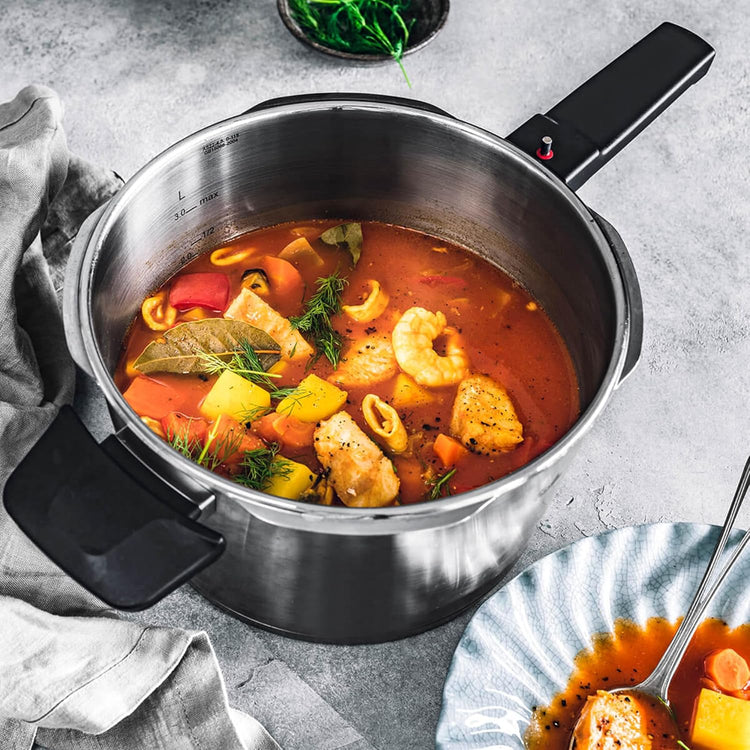 Fissler Vitaquick Premium 3 Piece Set, 3.7 Quart and 6.3 Quart Pressure Cooker with Glass Lid