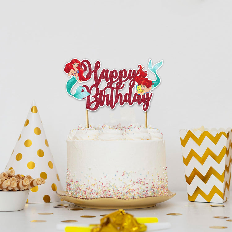 The Litle Mermaid Happy Birthday Cake Topper