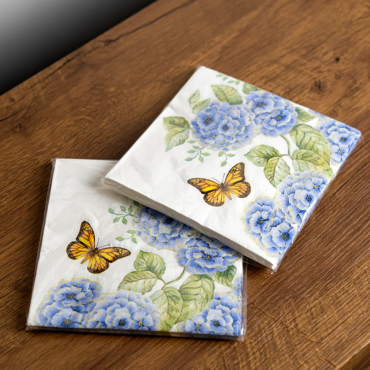1 Gold Napkin Holder and 50 PCS Hydrangea Paper Napkins