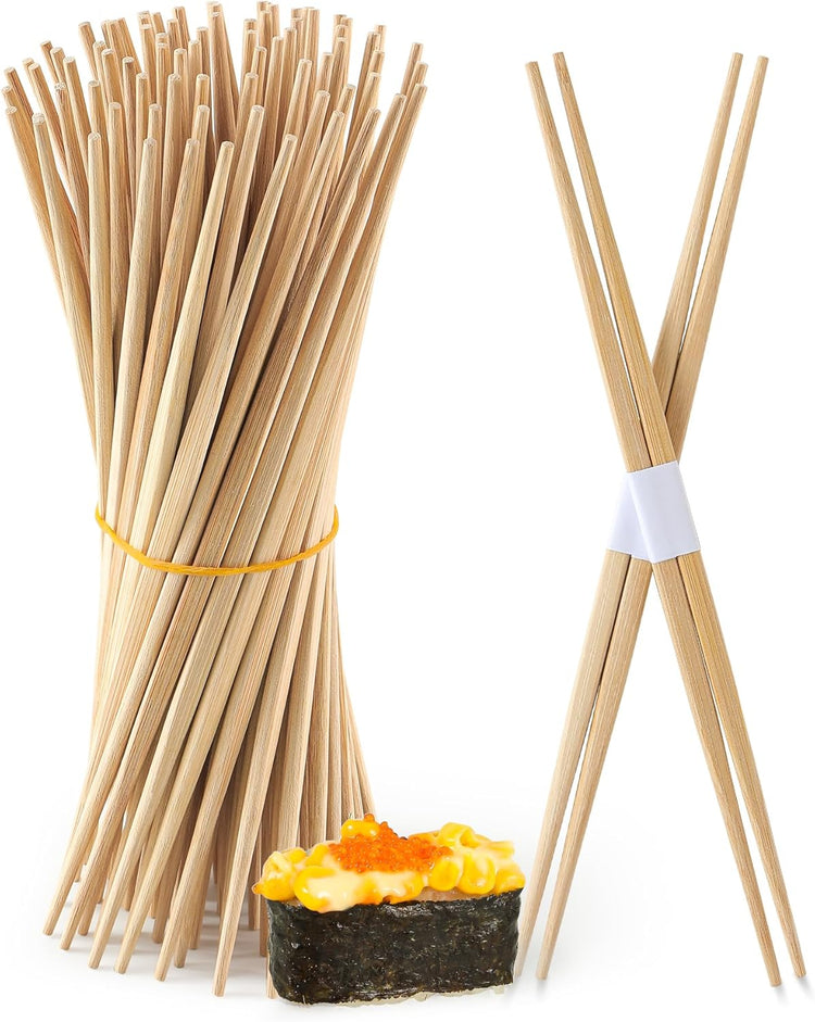 100Pairs Bamboo Chopsticks Disposable | Japanese | Sushi | Separated | Non Slip | Pointed Chopsticks-(9.45in)