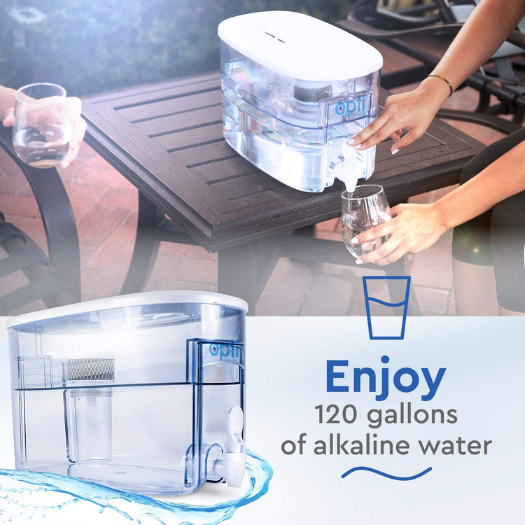 Alkaline Water Filter Pitcher OPTI Chill Refrigerator Filter Purification Water Unit Dispenser Naturally Enhances Alkalinity up to pH