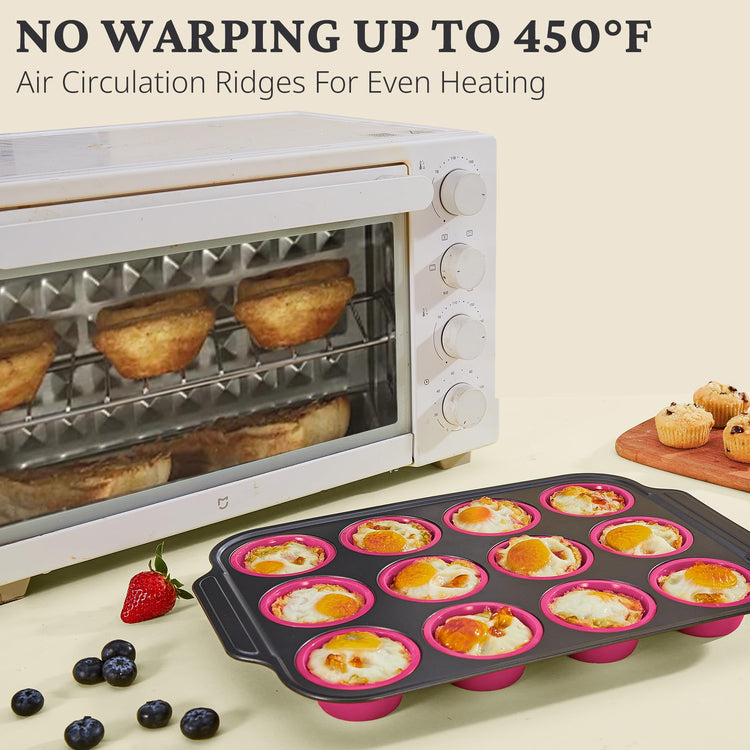 Silicone Muffin Pans for Baking with Metal Frame