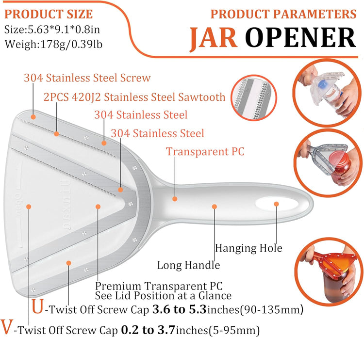 Jar Opener for Weak Hand & Seniors with Arthritis,Easy Twist Off Bottle Caps,Patent | Unique Kitchen Gadgets, Christmas Gifts for Elderly/Women/Men (Black)