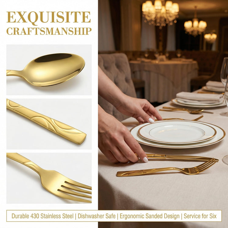 30 Piece Gold Silverware Set for 6 (30 Count)