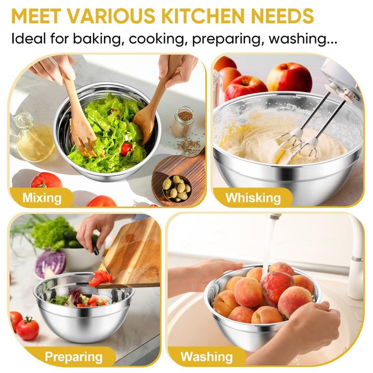 Mixing Bowls 3PCS Stainless Steel Serving Salad Bowls (3 Count)