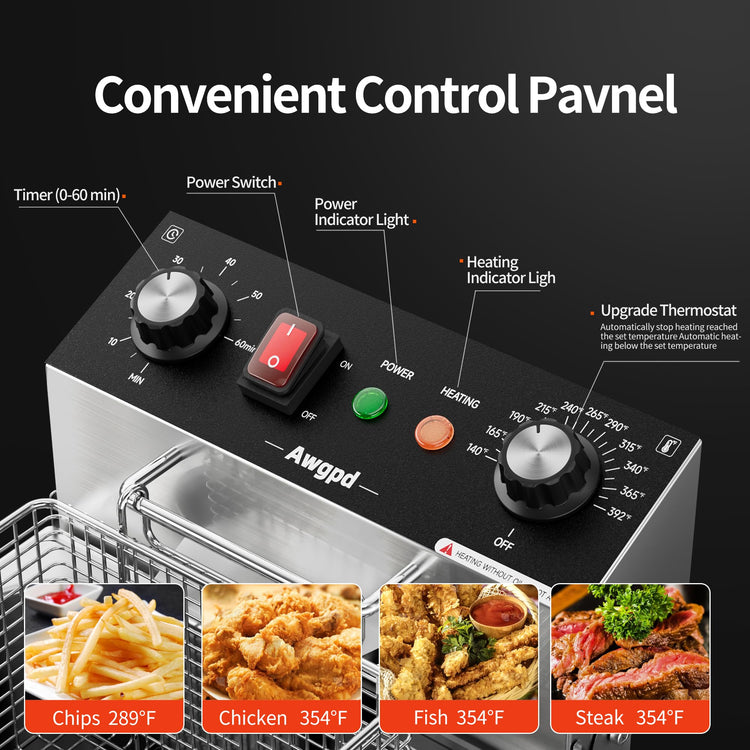 Electric Deep fryer Single Tank Deep Fryer with Basket Capacity 10L