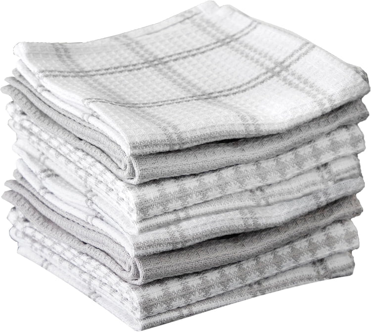 T-fal Premium Waffle Dish Cloths: Highly Absorbent, Super Soft Long Lasting - 100% Cotton, 12"x13" Towel for Cleaning & Drying, (8-Pack), Gray - Nestoria