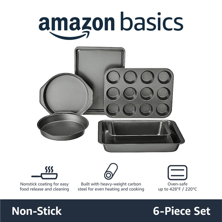 6 Piece Nonstick Carbon Steel Bakeware Set with Cake (6 Count)