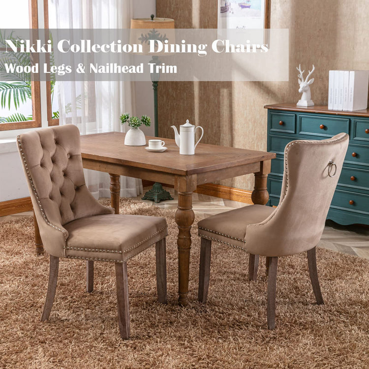 Khaki Velvet Dining Chairs Set of 2 (2 Count)