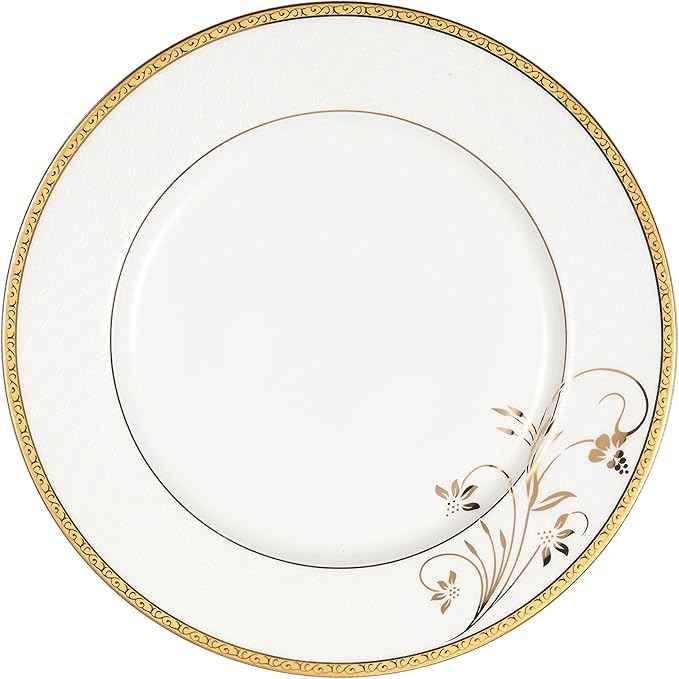 Lorren Home Trends La Luna Bone China 57-Piece 24K Gold Floral Design Dinnerware Set, Service for 8