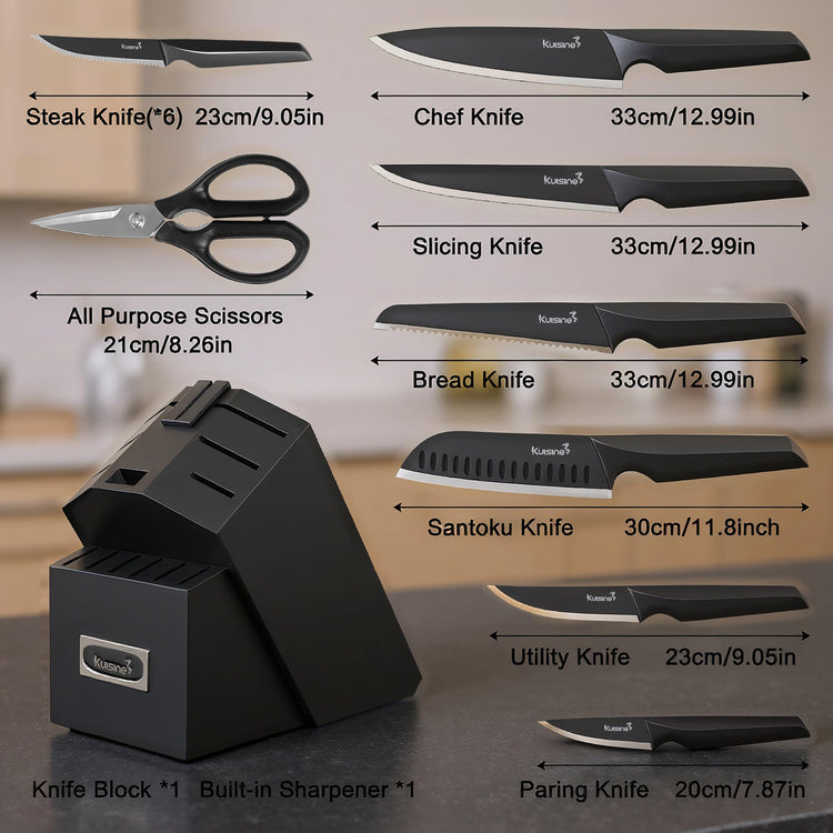 Upgraded Chef Knife Set One Piece Molding High Carbon Stainless Steel (15 Count)