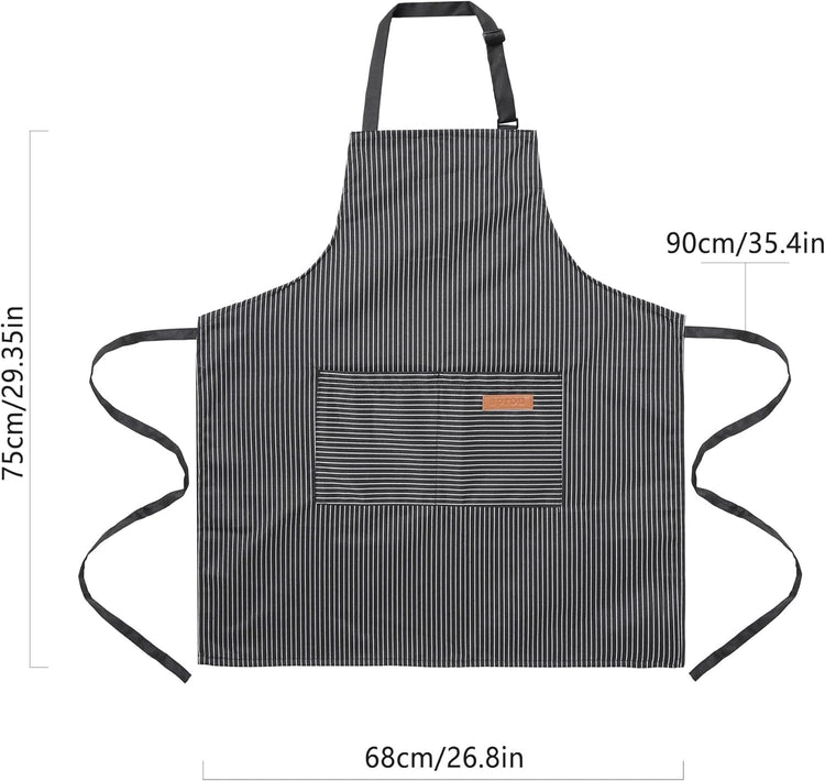 2 Pack Cooking Aprons Adjustable Bib Apron for Women with 2 Pockets, Kitchen Restaurant Men Chefs Aprons
