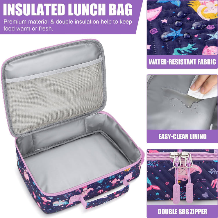 Kids Bento Snack Lunch Box with Thermo Insulated Toddler Lunch Bag