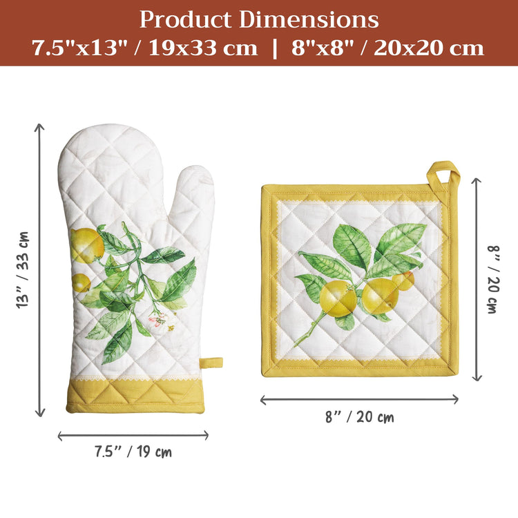 100% Cotton Oven Mitt & Pot Holder Set