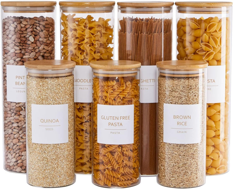 Talented Kitchen Labels for Storage Bins & Food Containers - 2.5 x 2.5-Inch Matte White Vinyl Squares - Metallic Gold Text Peel & Stick - Water-Resistant for Jars & Pantry Organization