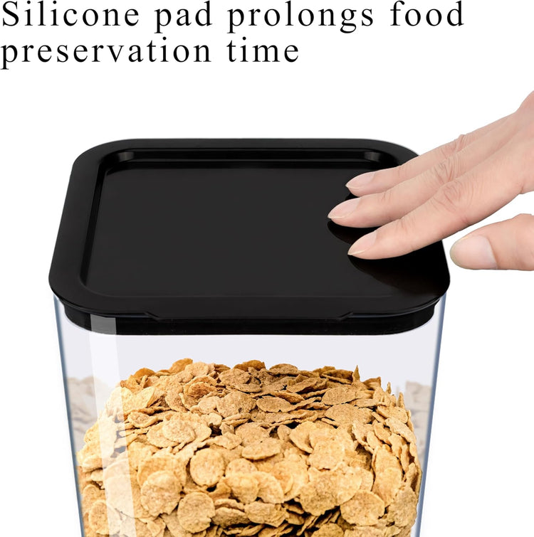 Cereal Dispenser Countertop, 5L Kitchen Organization Cereal Containers Storage, Desktop Candy Dispenser Plastic Cereal Dispenser, Snack Containers Can Hold Granola, Dry Food, Grain (Black, 3Pc)