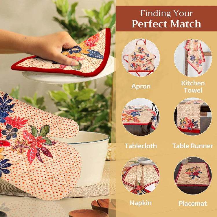 Maison d' Hermine Pot Holders Set 100% Cotton Heat Resistant Potholders 8" x 8" Hot Pads with Loop BBQ, Cooking, Baking, Grilling, Kitchen, Handling Hot Pans (Pack of 2, Kalahari)
