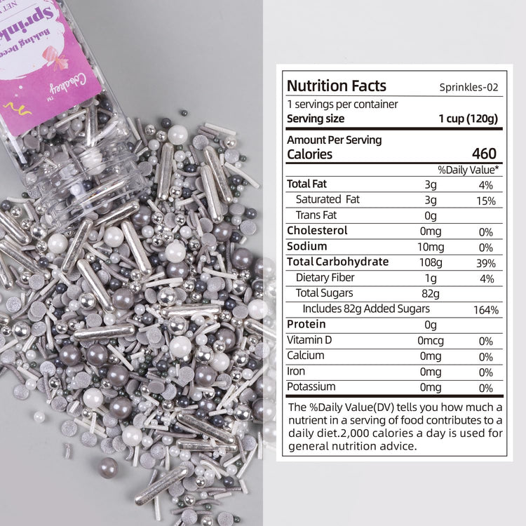 Gray & Sliver Sprinkles for Cake Decorating 4.23ounce (4.23 Ounce)