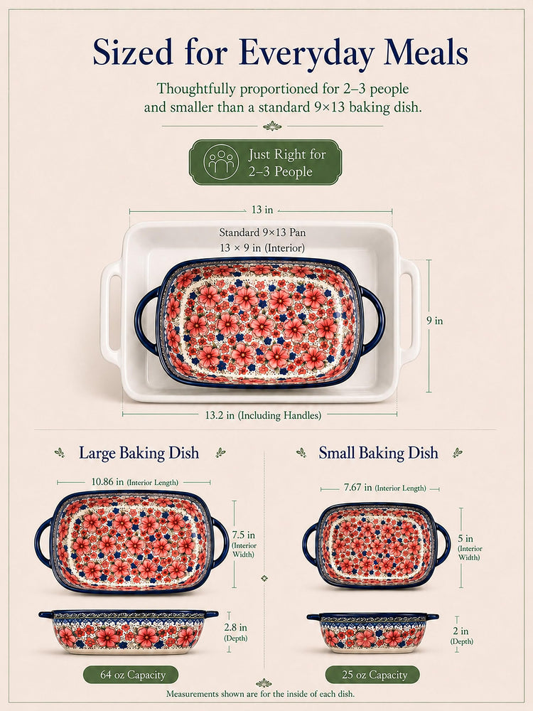 2 Piece Polish Pottery Style Ceramic Baking Dish Set (2 Count)