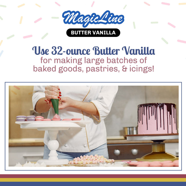 Magic Line Butter Vanilla Flavoring Oil for Baking 32 Ounces