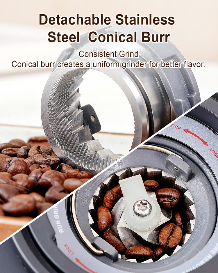 Electric Conical Burr Coffee Grinder with Removable Coffee Scale
