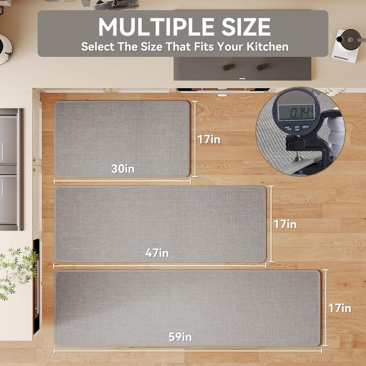 Water and Oil Absorbent Runner Rugs for Kitchen, Kitchen Mat in Front of Sink,Non-Slip Kitchen Rugs,Durable Imitation Linen Kitchen Mats,Kitchen Rug Runner Washable, 17x59 Gray Kitchen Rugs