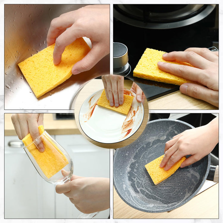 100 Pieces Compressed Wood Pulp Dish Sponges for Kitchen (100 Count)