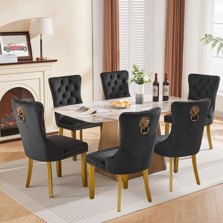 Black Velvet Dining Chairs Set of 6 (6 Count)
