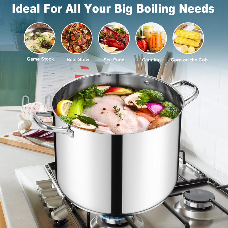 24 Quart Large Stock Pot