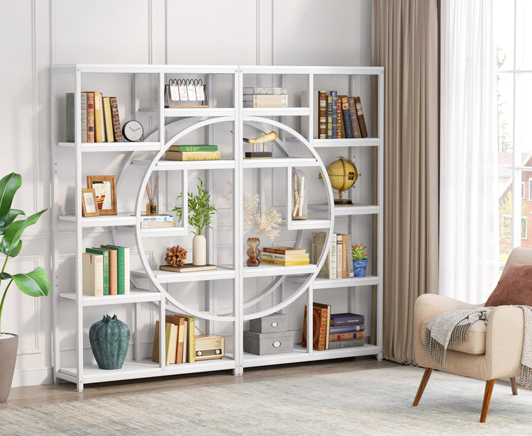 Industrial Bookshelf Bookcase with 9 Open Shelf