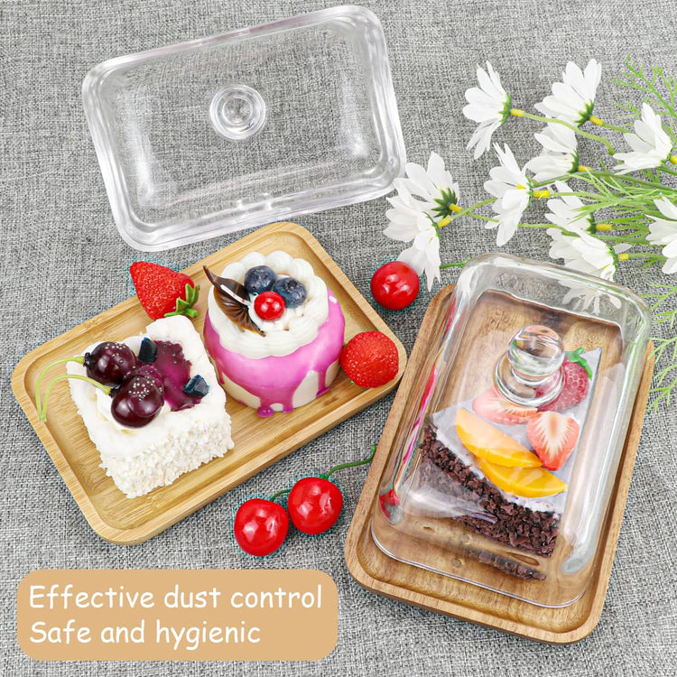 Crystal Clear Glass Butter Dish with Lid Butter Holder Container for Butter