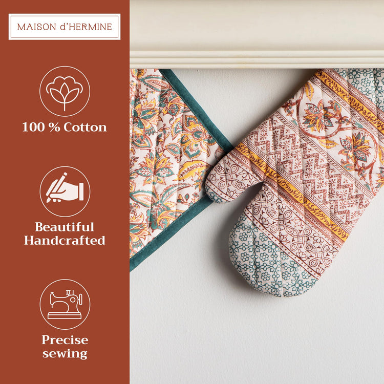 100% Cotton Oven Mitt & Pot Holder Set (2 Count)