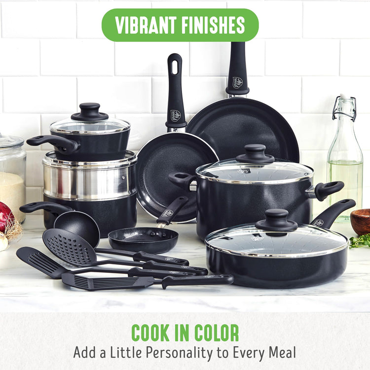 16 Piece Ceramic Nonstick Pots & Pans Cookware Set