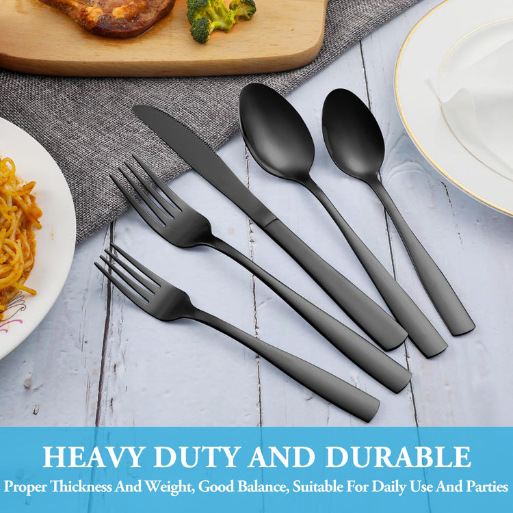 60 Pcs Black Silverware Set (60 Count)