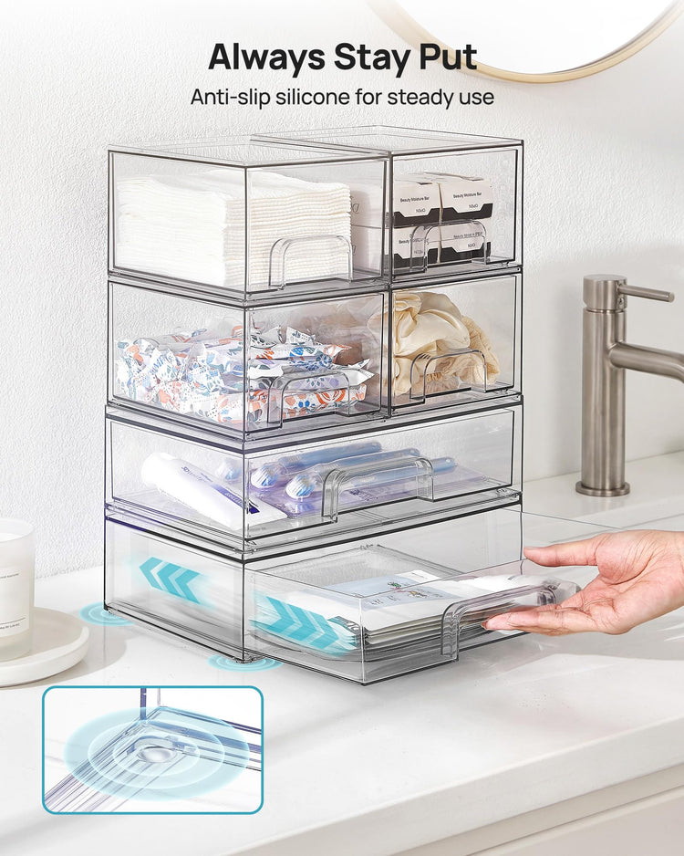 Clear Stackable Storage Drawers Set of 6 (6 Count)