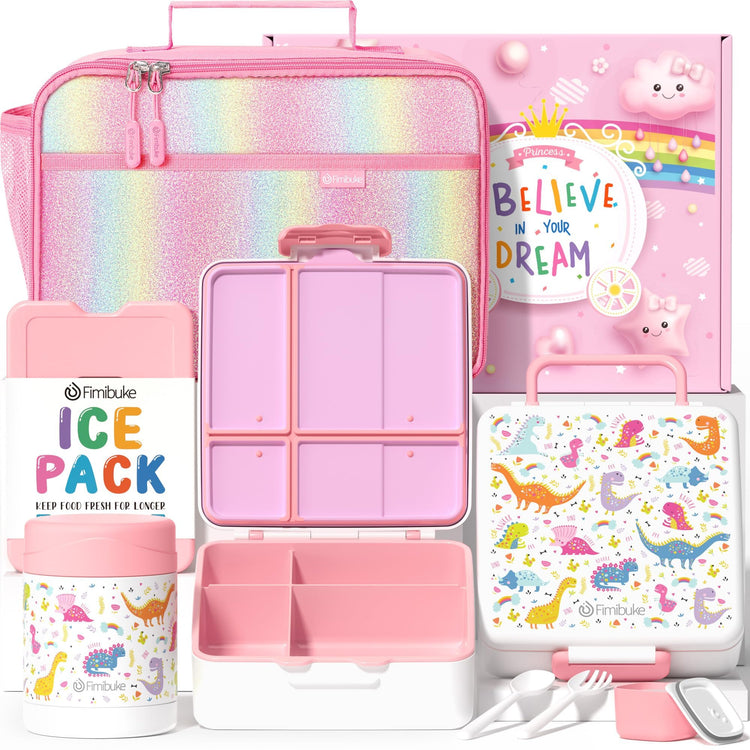 Kids Bento Snack Lunch Box with Thermo Insulated Toddler Lunch Bag