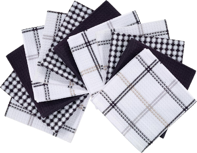 T-fal Premium Waffle Dish Cloths: Highly Absorbent, Super Soft Long Lasting - 100% Cotton, 12"x13" Towel for Cleaning & Drying, (12-Pack), Neutral - Nestoria