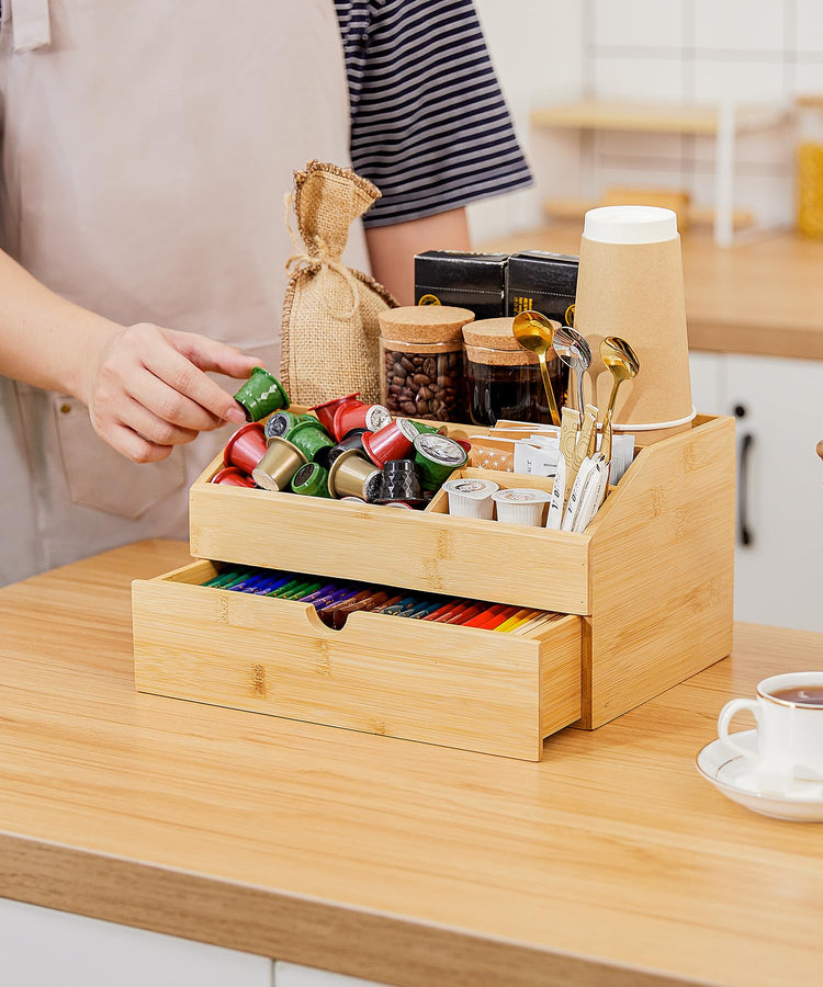 Coffee Bar Organizer Countertop with Drawer