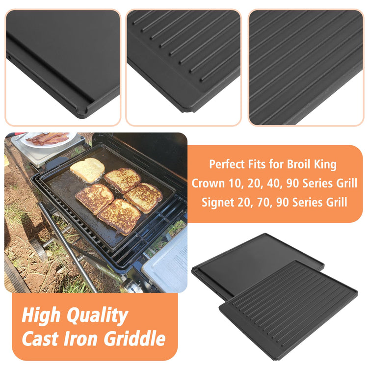 2-in-1 Reversible 15” x 12.8” Pre-Seasoned Cast Iron Cooking Griddle