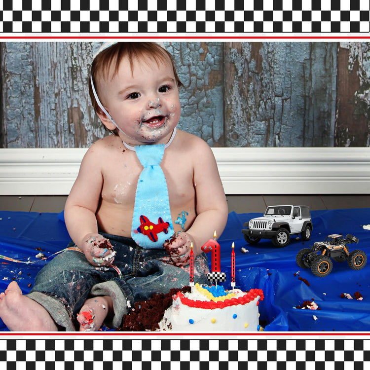 13PCS Racing Car Theme Birthday Candle Set with Checkered Flag Design (13 Count)