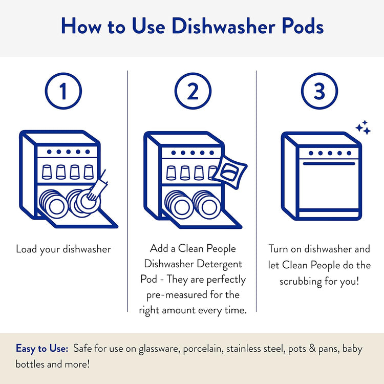 The Clean People Dishwasher Detergent Pods | Cuts Grease and Rinses Sparkling Clean | Residue-Free | Lavender, 120 Pack