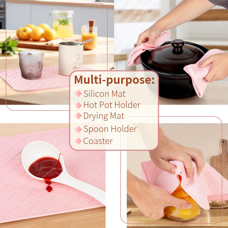 Large Non Slip Serving Tray with Handles (4 Count)