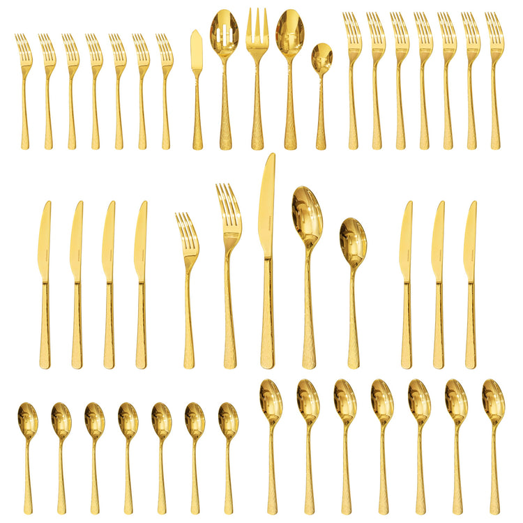 45 Piece Gold Silverware Set with Serving Utensils (45 Count)