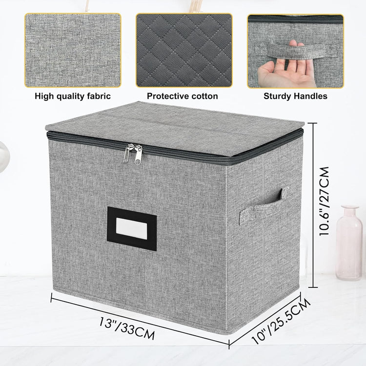 VERONLY Champagne Flute Storage Box with Dividers, Champagne Glass Storage Container, Hard Shell Stemware Storage Case Organizer for 12 Crystal Champagne Flutes Storage and Organization (Grey)