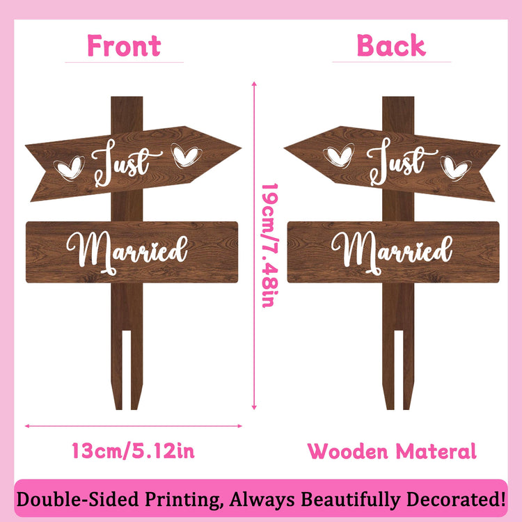 Just Married Cake Topper Rustic Wedding Cake Topper Double