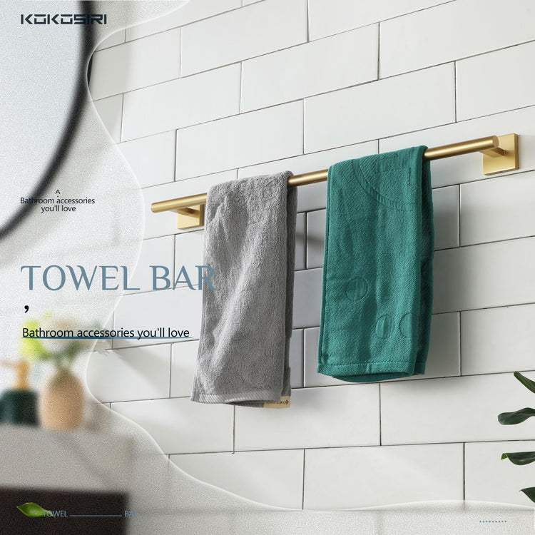 Bathroom Towel Bar Bath Towel Holders for Toilet Kitchen Cabinet Wall Mount 24 Inch Brushed Gold Stainless Steel B4005BG
